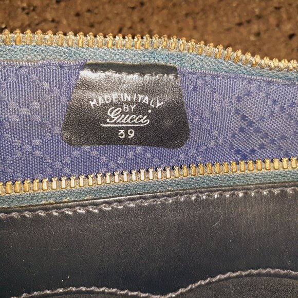 Vintage GUCCI-Boston Bag Shelly Line Black/DK Navy Suede/Leather-Satchel-EX - Picture 12 of 12